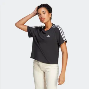 Adidas Women's T-shirt with 3 Stripes Essential Single Jersey Crop HR4913 black-white