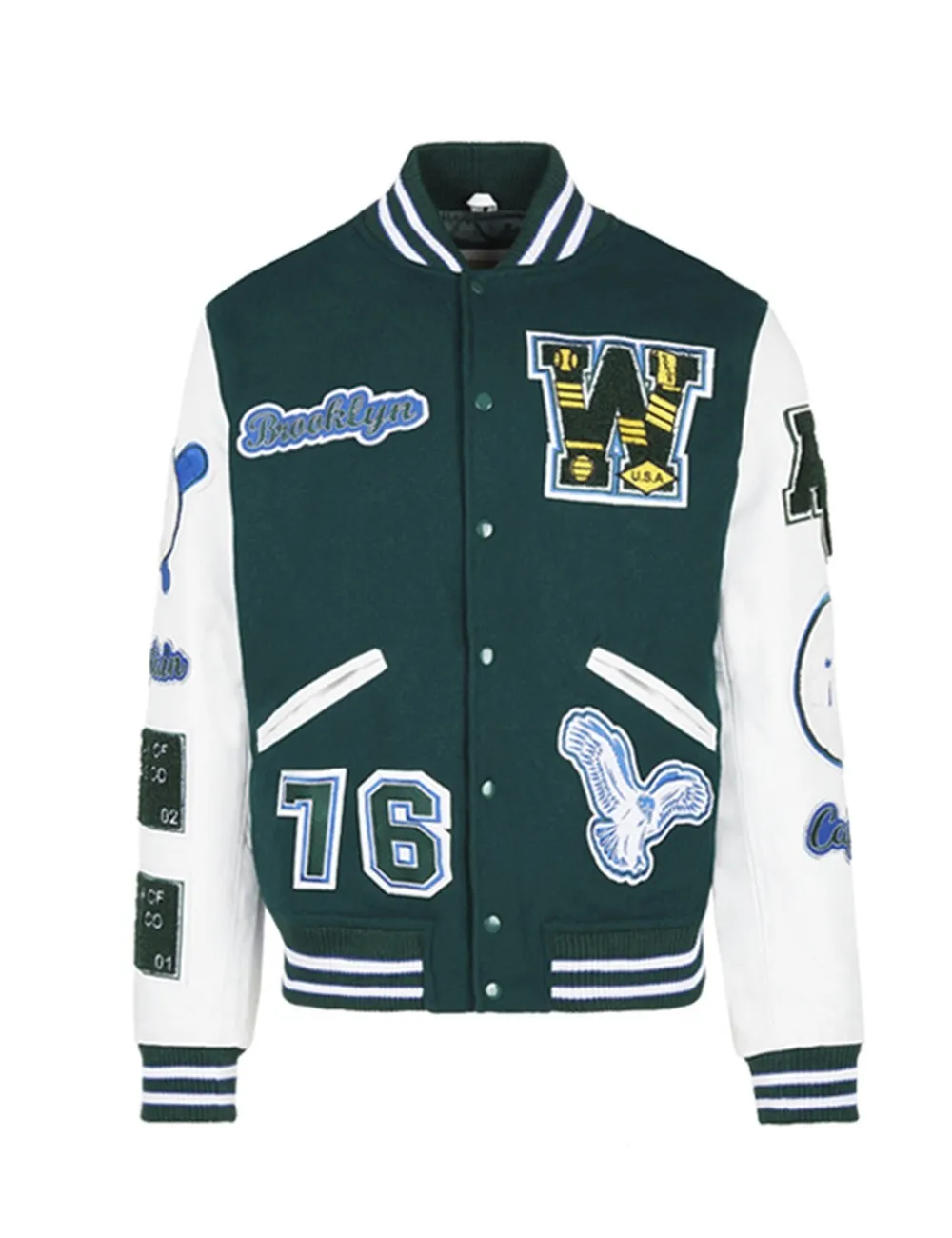 American College     Jacket Teddy Varsity Green/White AC-B