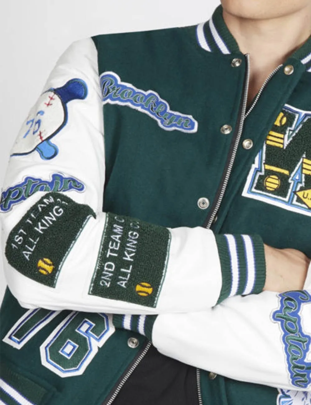 American College     Jacket Teddy Varsity Green/White AC-B