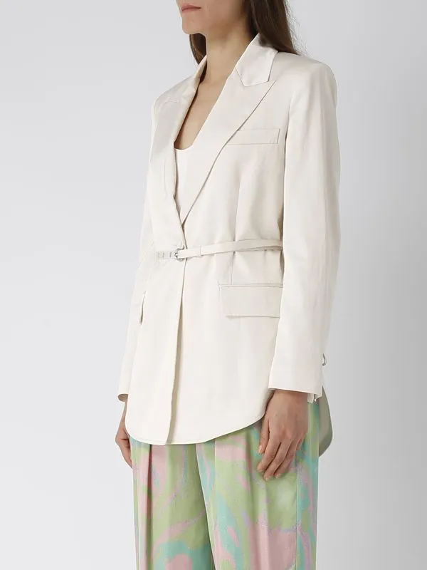 Blazer donna Pinko Goldeneye in misto cotone con cintura Champagne