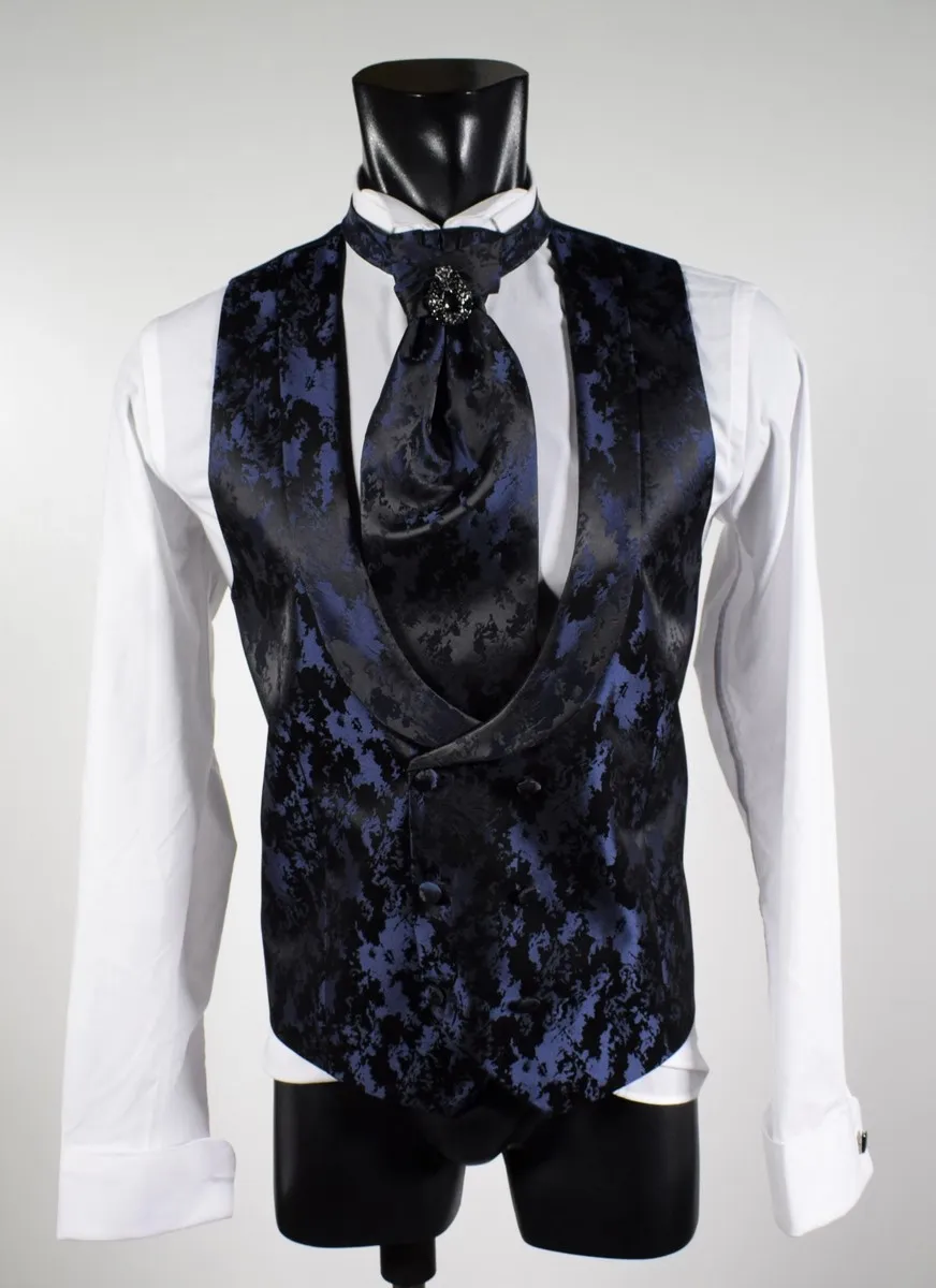 Blue dress musani ceremony slim fit with waistcoat and tie