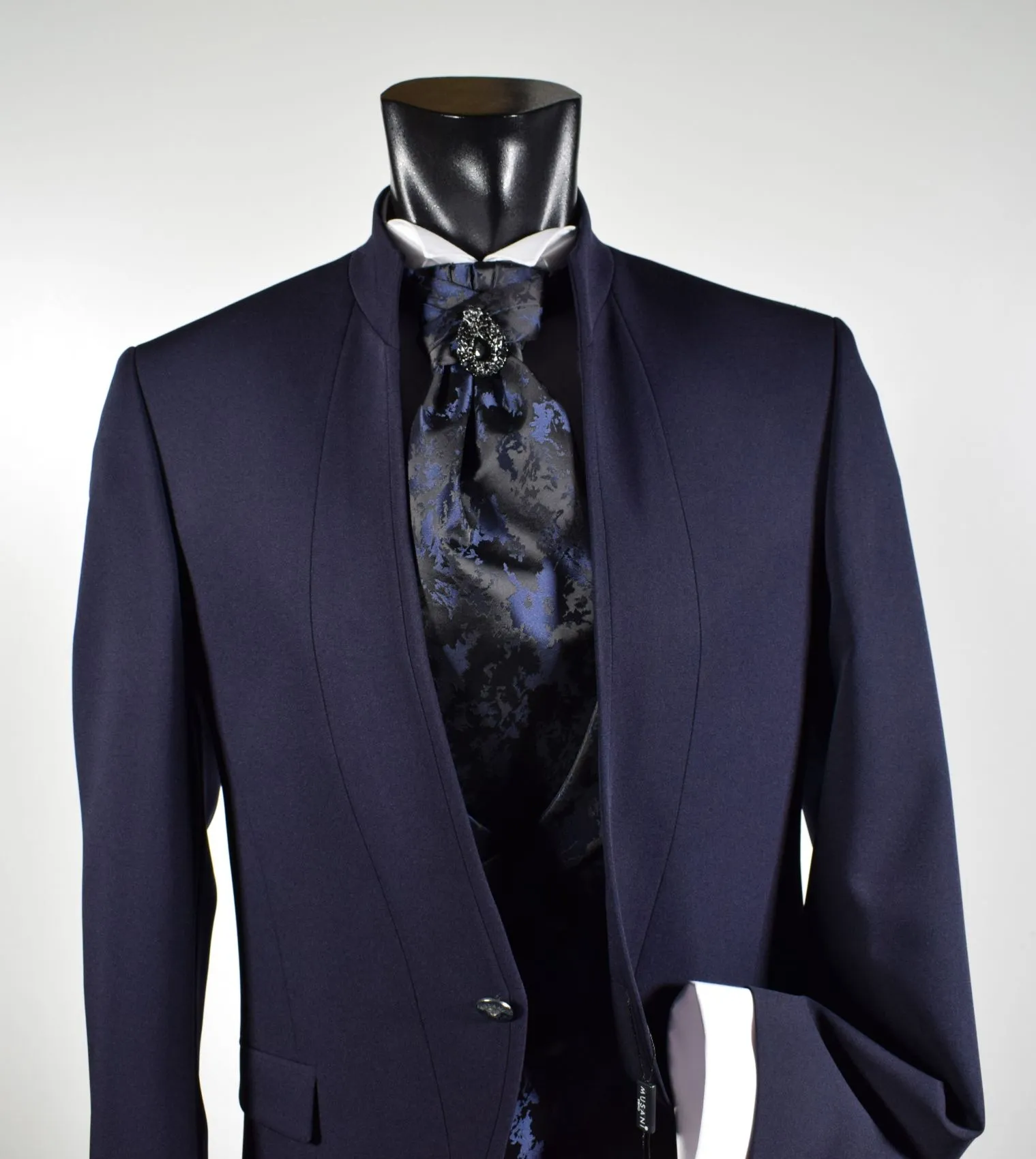 Blue dress musani ceremony slim fit with waistcoat and tie