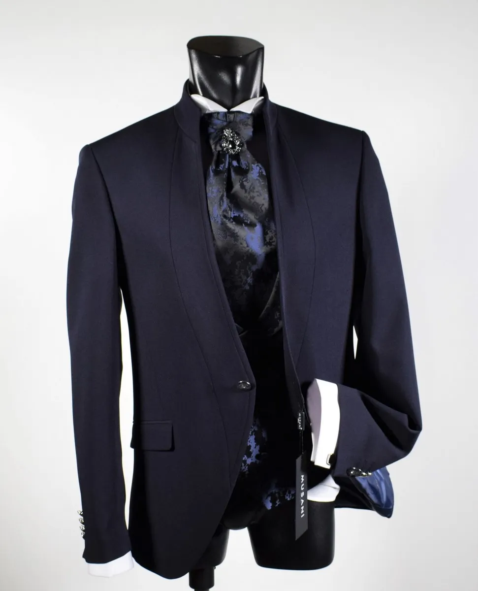 Blue dress musani ceremony slim fit with waistcoat and tie