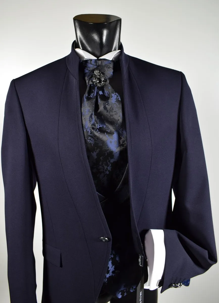 Blue dress musani ceremony slim fit with waistcoat and tie