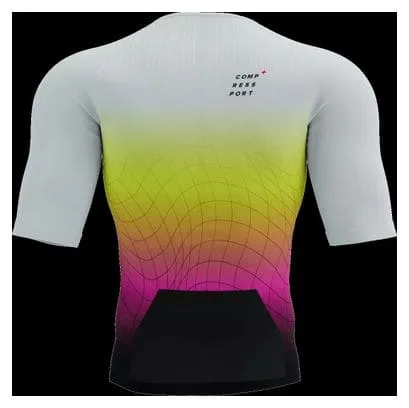 Compressport Tri Postural Aero SS Top Short Sleeve Jersey White / Yellow / Pink