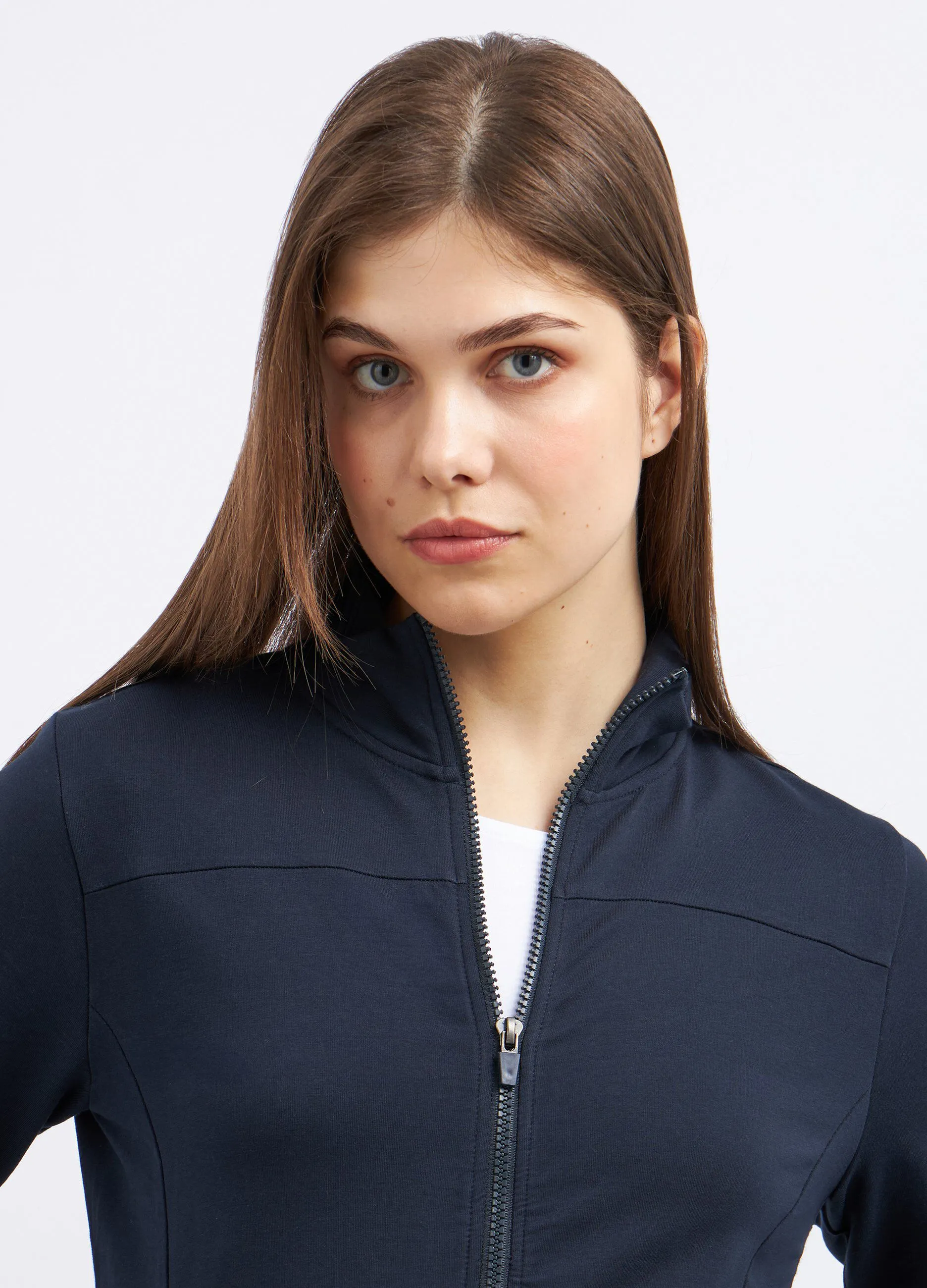 Felpa full zip in cotone strerch donna