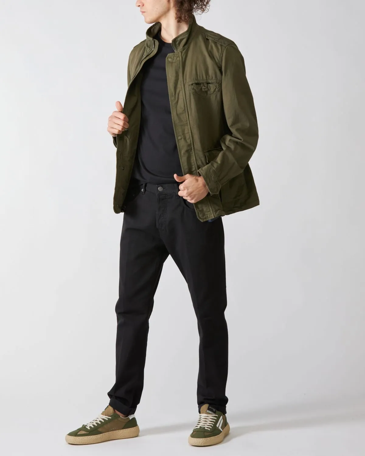 Field Jacket in Cotone e Lino Militare