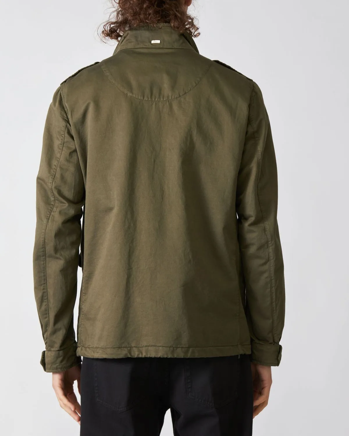 Field Jacket in Cotone e Lino Militare