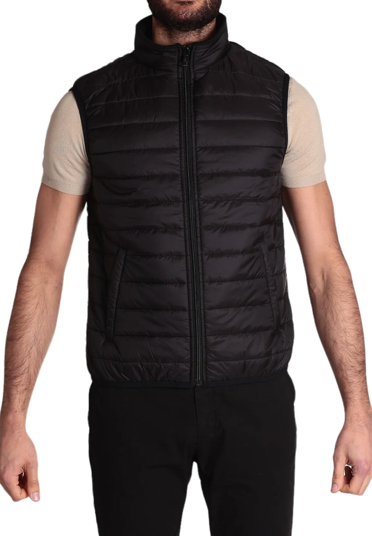 Gianni Lupo Uomo Smanicato Gilet GL298R-S24-BLACK Nero