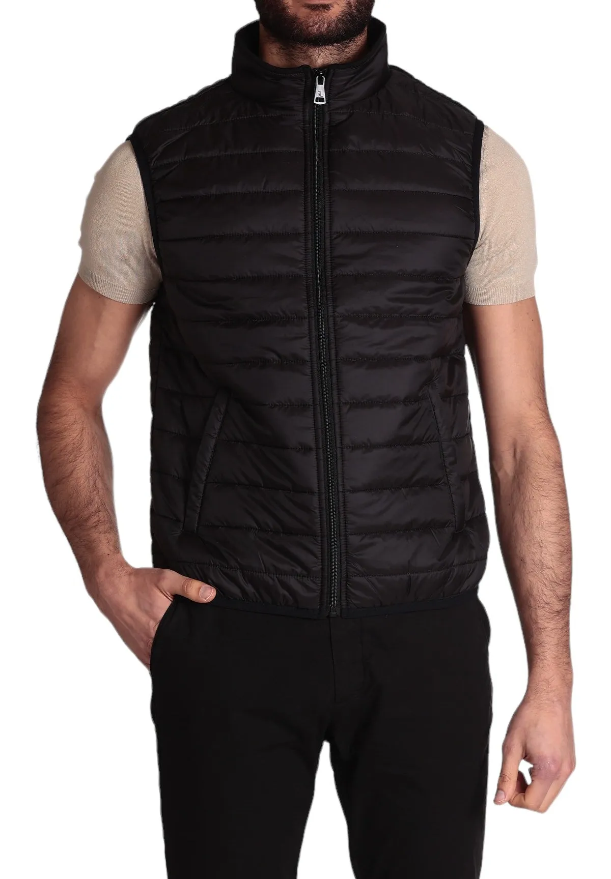 Gianni Lupo Uomo Smanicato Gilet GL298R-S24-BLACK Nero