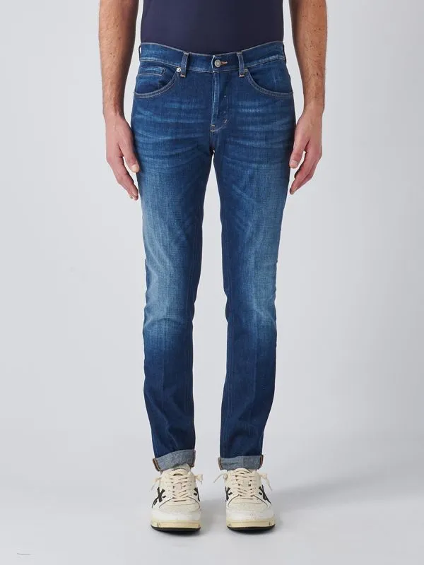 Jeans uomo Dondup George in cotone stretch skinny-fit con orlo risvoltato Denim Scuro