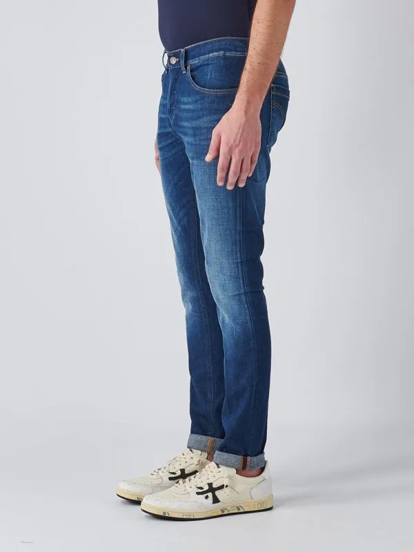 Jeans uomo Dondup George in cotone stretch skinny-fit con orlo risvoltato Denim Scuro