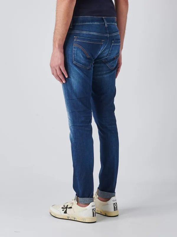 Jeans uomo Dondup George in cotone stretch skinny-fit con orlo risvoltato Denim Scuro