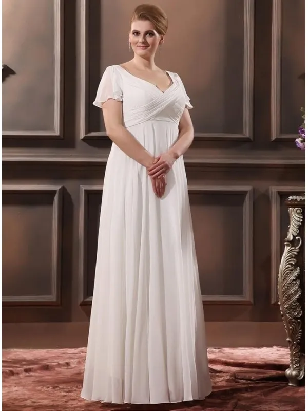 JOYCE - Sheath V-neck Empire waist Floor length Wedding dress