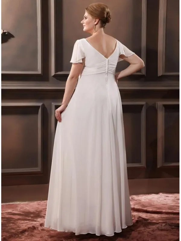 JOYCE - Sheath V-neck Empire waist Floor length Wedding dress