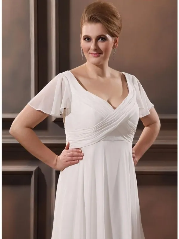 JOYCE - Sheath V-neck Empire waist Floor length Wedding dress