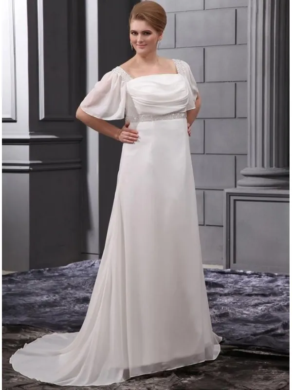 KATE - Empire waist Chapel train Square neck Wedding dress