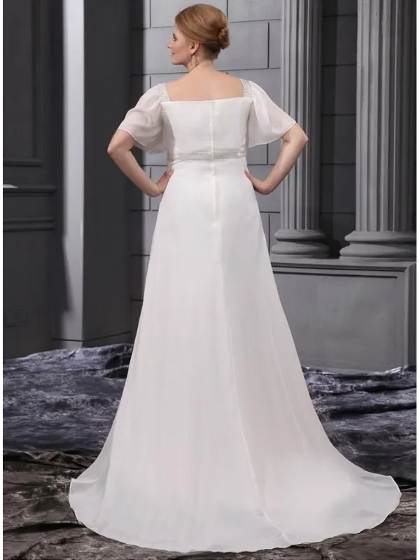 KATE - Empire waist Chapel train Square neck Wedding dress