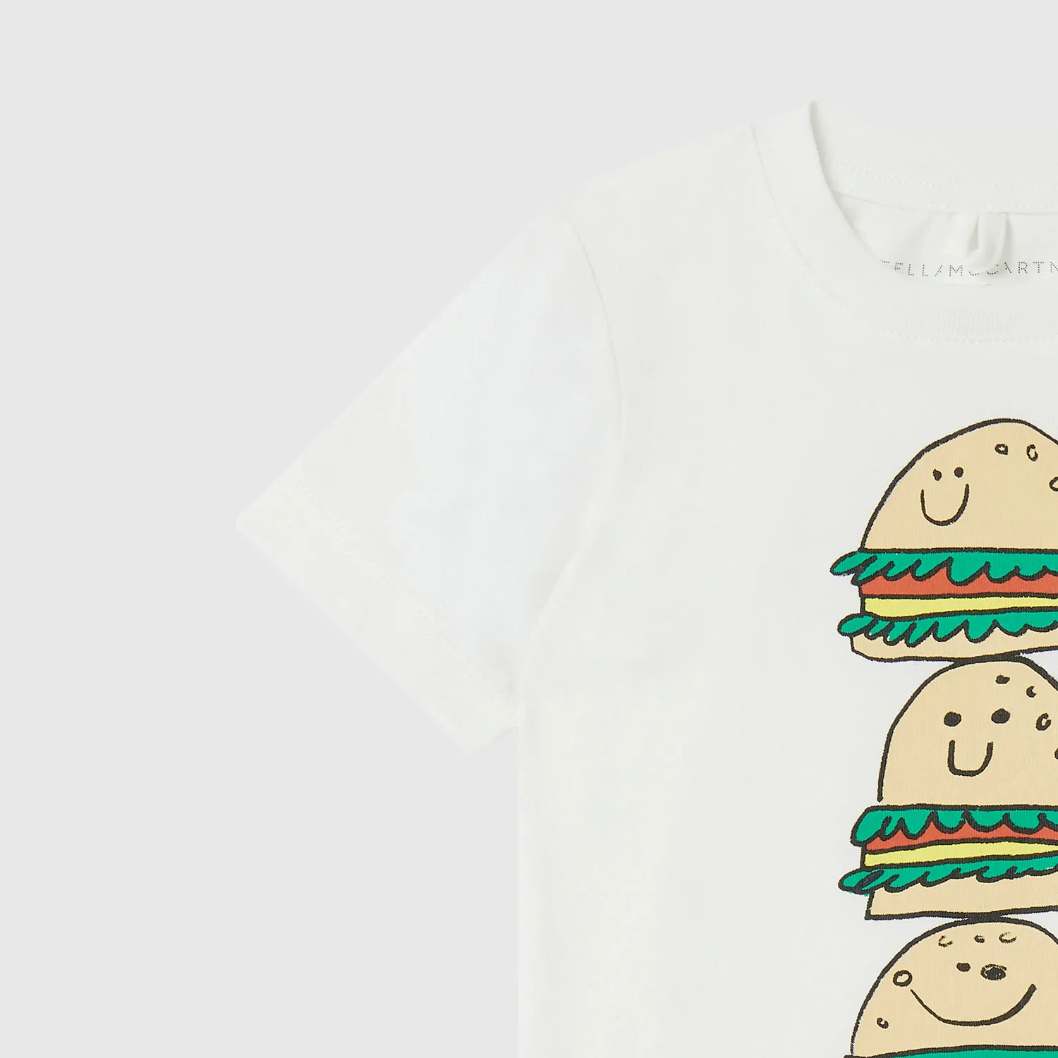 Maglia Bianca Maniche Corte Con Hamburger Neonato