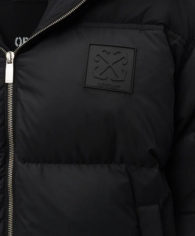 Off-White Piumino nero con patch logo Arrow OMEJ002C99FAB001