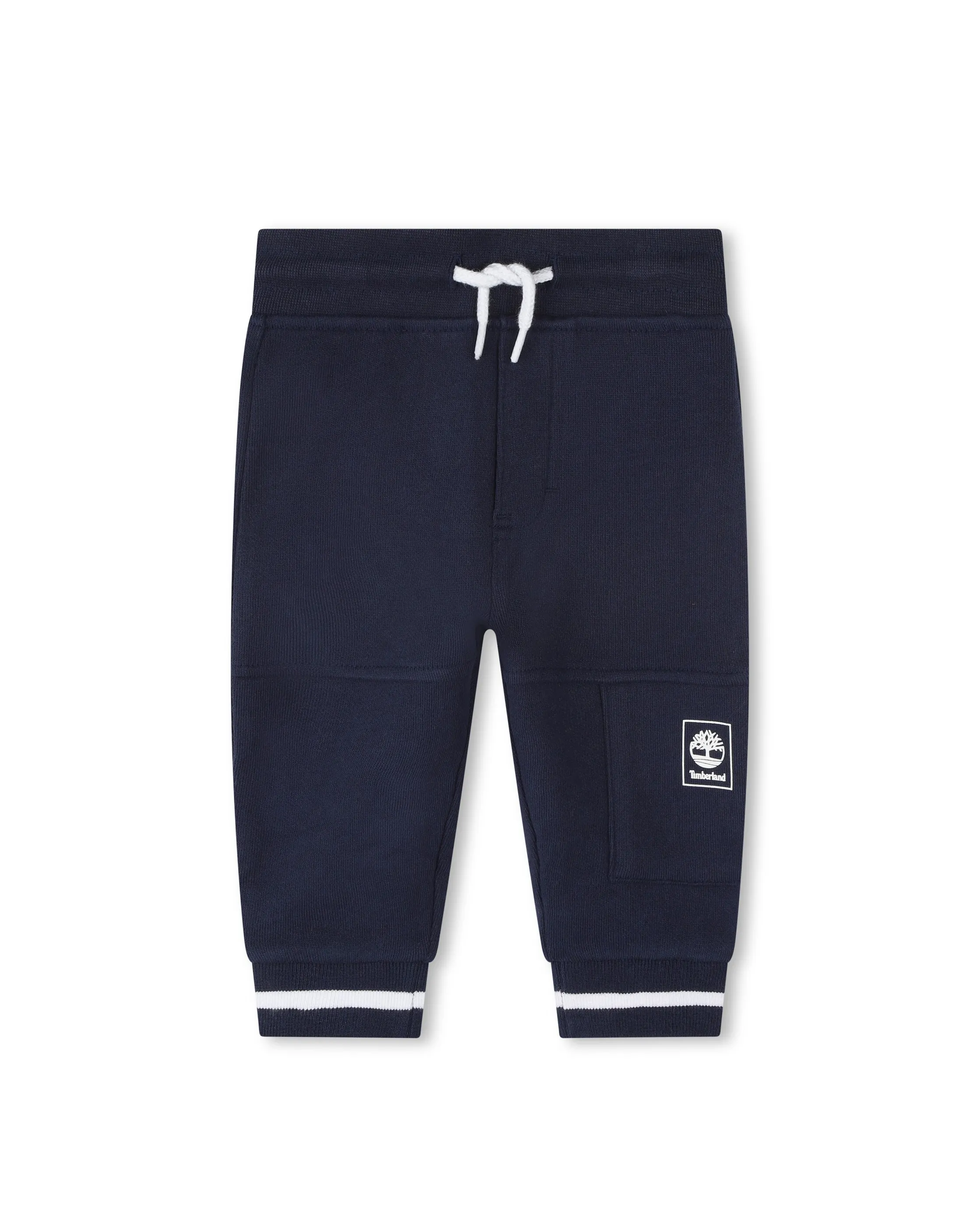 Pantalone blu in felpa di cotone con cucitura alle ginocchia 2-4 anni