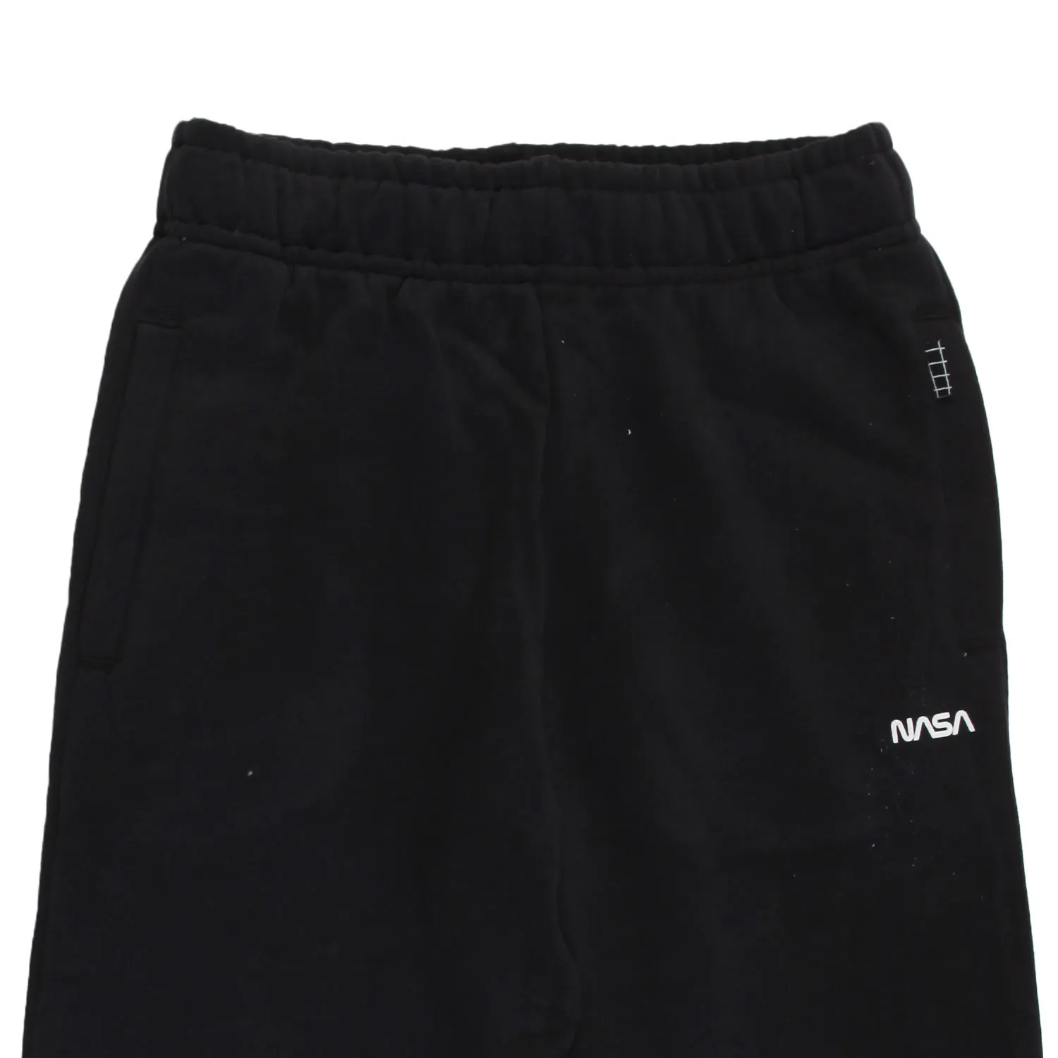 Pantalone Felpa Adan Nero Con Logo Nasa Bianco