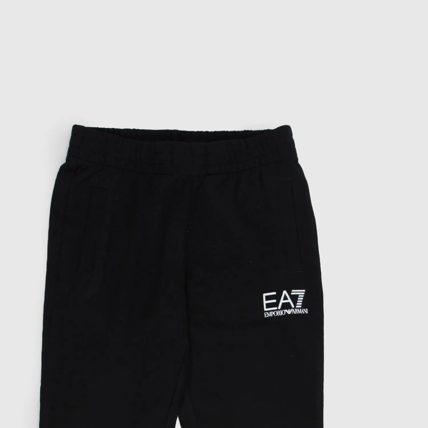 Pantalone Felpa Nero Con Logo Gommato Ea7 Bianco