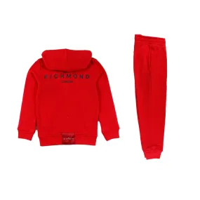 Set Felpa Rossa E Pantalone Con Logo