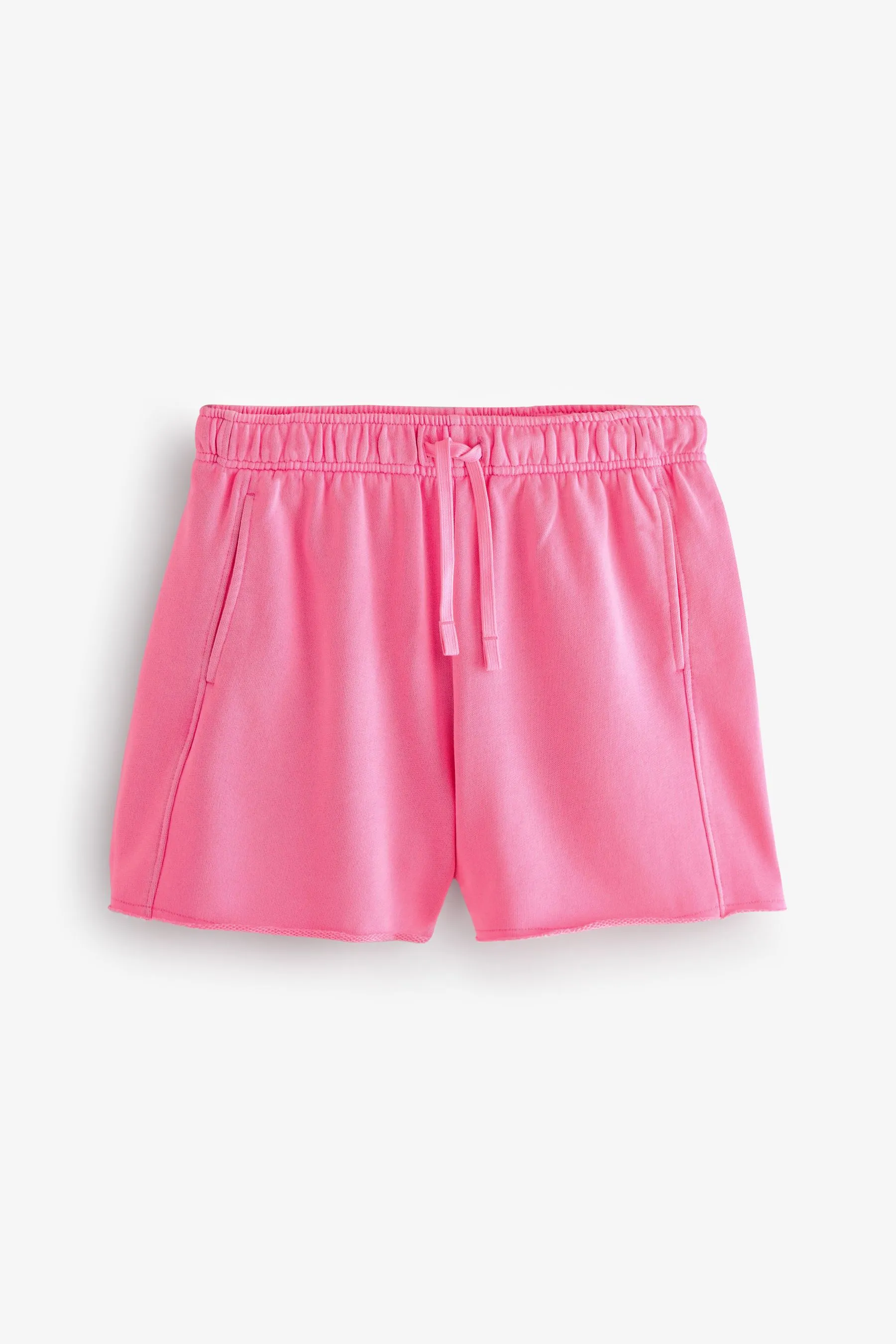 Shorts in jersey slavato con bordi grezzi