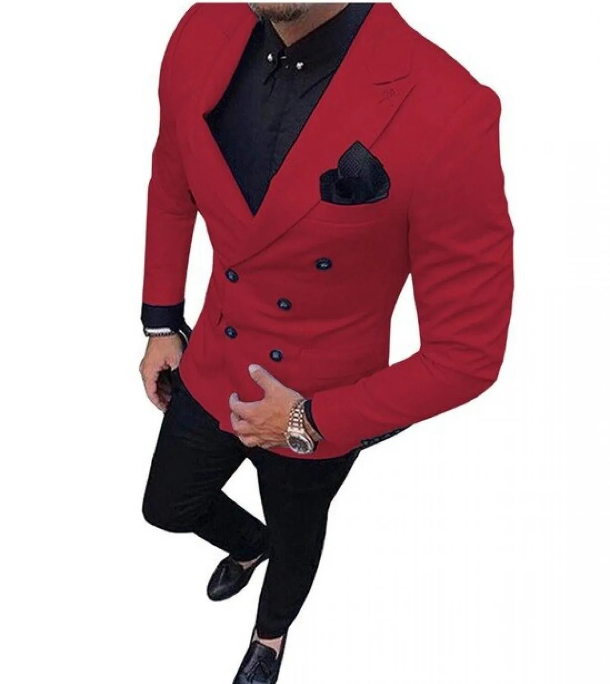 Slim Fit Double Breasted Men Suits For Wedding Prom 2 Piece Custom Groom Tuxedos Male Fashion Costumes Set Jacket With P