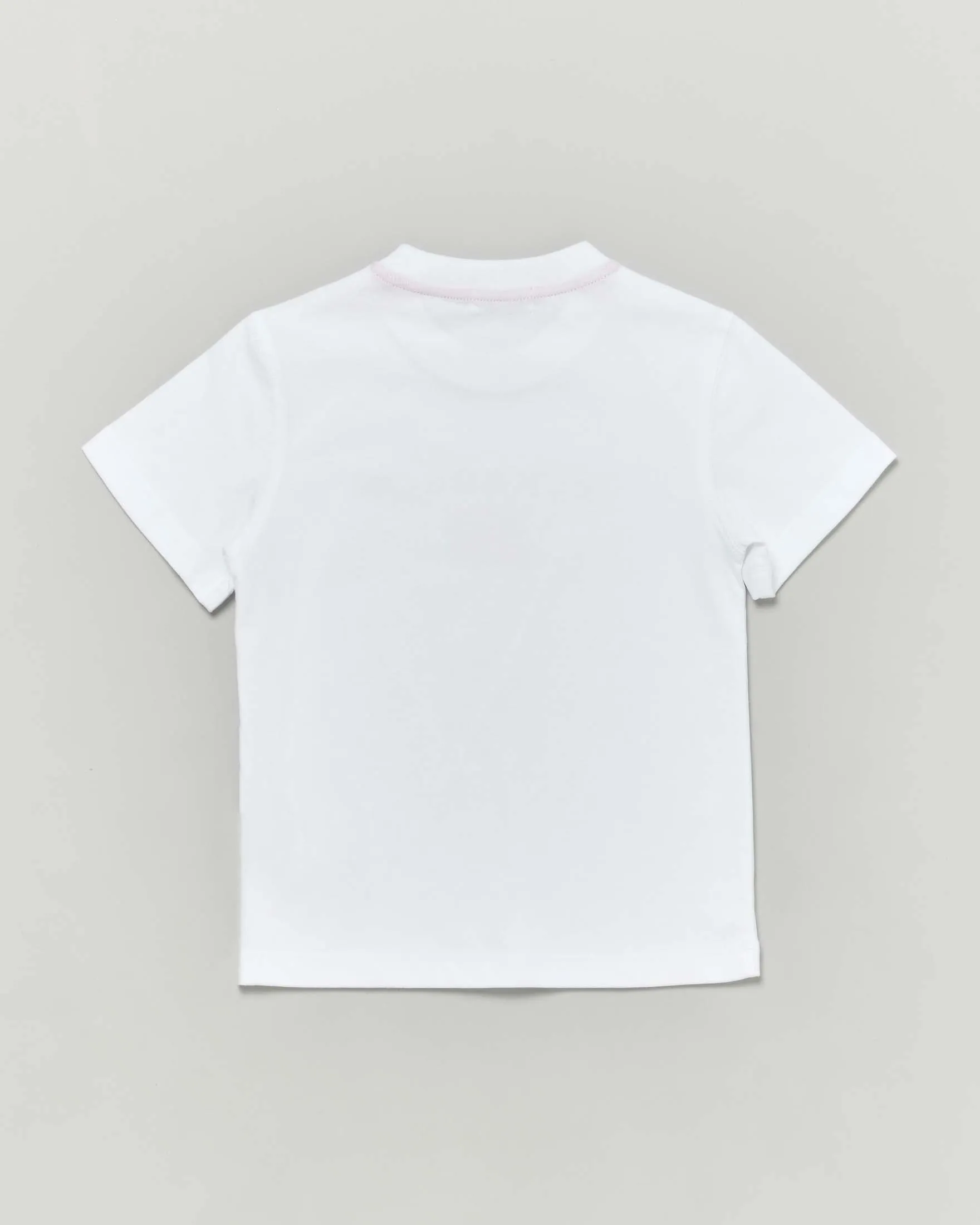 T-shirt bianca mezza manica in cotone con stampa logo e bandiera USA 2-7 anni