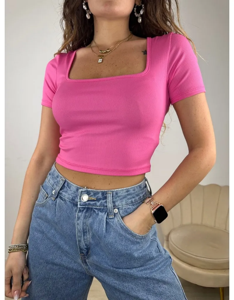 T-SHIRT CROP FELY ROSA