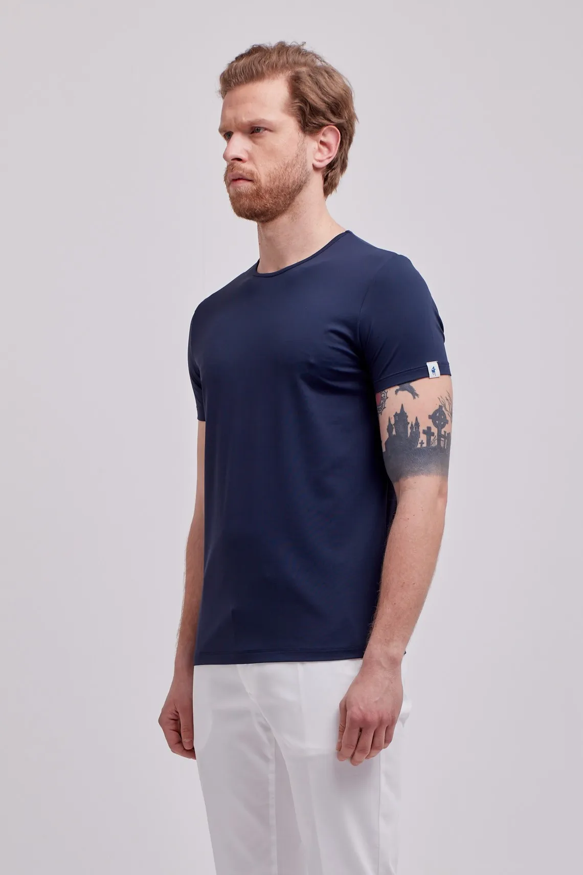 T-SHIRT IN TECHNO JERSEY BLU