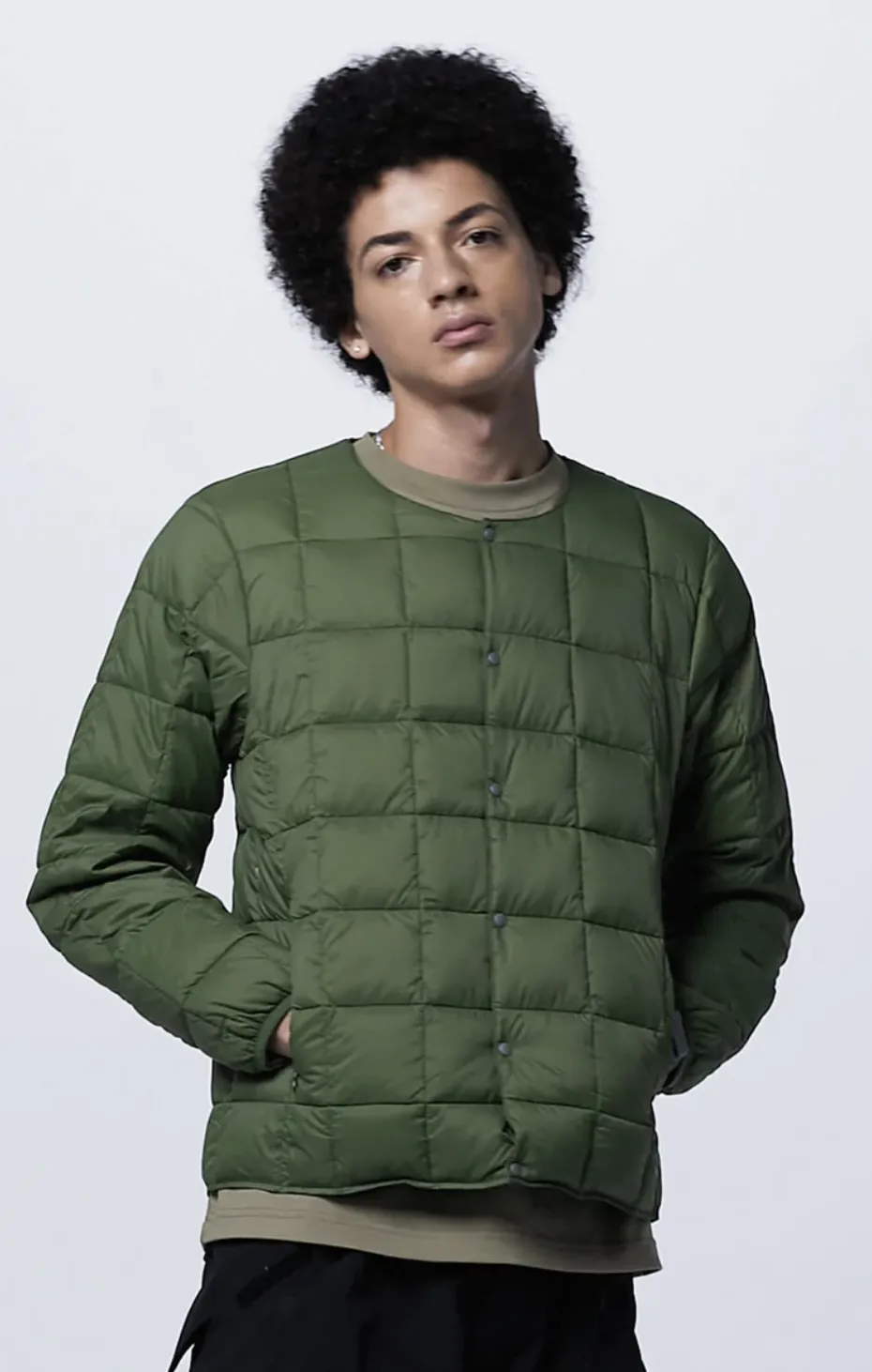 TAION Crew-Neck Button Down Jacket