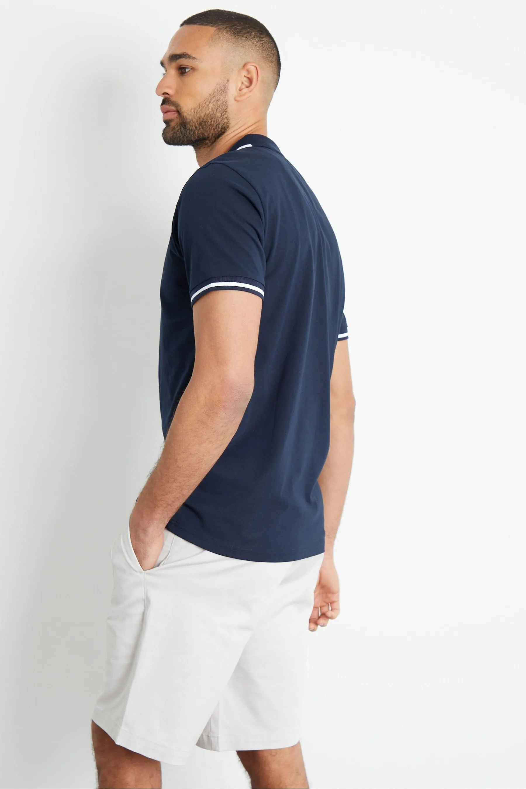 Threadbare - Con zip - Polo in jersey di cotone con bordi a contrasto